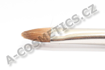 detail vlasu Štětec na nehty - přírodní, plochý, zakulacený, krátká dřevěná rukojeť - Kolinsky - NB 010